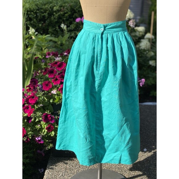 Vintage 80’s Classic Directions Green Linen & Cotten High Rise Boho Skirt Sz 8 - Picture 3 of 5